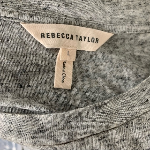 Rebecca Taylor Smocked Ruffle Flax Rayon Jersey Top Stretch Jersey Size Large - Picture 12 of 16